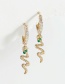 Fashion Golden Copper Inlaid Zircon Snake Earrings