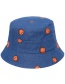 Fashion Orange Sunscreen Smiley Embroidered Denim Fisherman Hat