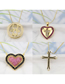 Fashion 3- Gold-plated Black Zirconium Cross Heart Shaped Zirconium Cross Necklace