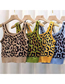 Fashion Apricot Short Square Neck Leopard-print Knitted Camisole