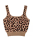 Fashion Apricot Short Square Neck Leopard-print Knitted Camisole