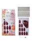 Fashion 10# Pointed Solid Color Matte Finished Nail Patch 24 Pieces With Double-sided Tape