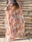 Fashion Red Coral Robe Chiffon Print Red Coral Sunscreen Blouse