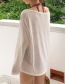 Fashion White Bevel Knitted Long-sleeved Sun Protection Clothing
