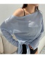 Fashion Haze Blue Oblique Angle Knitted Long-sleeved Sun Protection Clothing