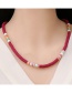 Fashion Pink Alloy Soft Ceramic Beaded Necklace