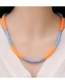 Fashion Orange+blue Alloy Soft Ceramic Beaded Necklace