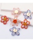Fashion Red Acrylic Rice Bead Crystal Flower Stud Earrings