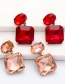 Fashion Red Alloy Diamond Square Glass Diamond Earrings