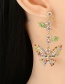 Fashion Color Butterfly Leaf Earrings Full Of Diamonds