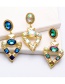 Fashion Green Hollow Heart-shaped Geometric Diamond Earrings