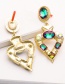 Fashion Green Hollow Heart-shaped Geometric Diamond Earrings