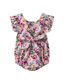 Fashion Blue Printed Lotus Leaf Sleeve Baby Romper With Hair Band