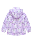Fashion Purple Children's Printed Hooded Waist Double Layer Jacket