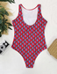 Fashion Red Abstract Print One-piece Swimsuit