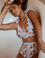 Fashion Red Dots On White Abstract Face Polka Dot Print Split Swimsuit