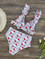 Fashion Red Dots On White Abstract Face Polka Dot Print Split Swimsuit