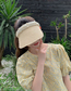 Fashion Beaded Khaki Pearl Rim Empty Top Woven Straw Hat