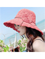 Fashion Pink (flower) Hollow Woven Lace-up Flower Straw Hat