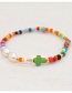 Fashion Orange Colorful Rice Beads Pearl Beaded Cross Bracelet