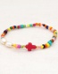 Fashion Orange Colorful Rice Beads Pearl Beaded Cross Bracelet