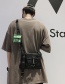 Fashion Black With Green + Pendant Functional Chain Canvas Backpack