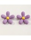 Fashion Purple Resin Three-dimensional Flower Earrings