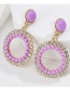 Fashion Purple Geometric Double Round Alloy Diamond Earrings