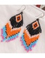 Fashion Color Diamond-shaped Rice Bead Tassel Woven Earrings