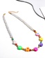 Fashion Eye A19-4-4-1 Flower Eye Heart Shaped Pearl Beaded Necklace