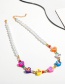 Fashion Eye A19-4-4-1 Flower Eye Heart Shaped Pearl Beaded Necklace
