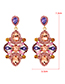 Fashion Red Alloy Diamond Geometric Earrings