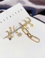 Fashion Real Gold Plated Zircon Micro Inlaid Mango Star Chain Long Earring Set
