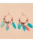 Fashion E022965 Wooden Beads Beaded Round Feather Tassel Earrings