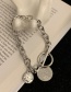 Fashion Silver Color Chain Wisdom Tree Round Coin Ot Clasp Bracelet