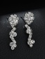 Fashion Steel Color Full Diamond Rose Tassel Necklace Earrings Set