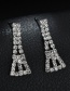 Fashion Steel Color Full Rhinestone Tassel Triangle Necklace And Earring Set