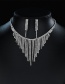 Fashion Steel Color Diamond Tassel Necklace And Earring Set