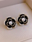 Fashion White+black Black Rose Pearl Stud Earrings