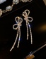 Fashion Silver Color Long Rhinestone Tassel Bow Earrings