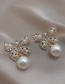 Fashion Gold Color+white Full Diamond Pearl Butterfly Stud Earrings