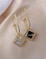 Fashion Gold Color Rhombus Black And White Asymmetrical Earrings