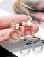 Fashion Gold Color Circle Bow Stud Earrings With Diamonds