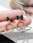 Fashion Gold Color Circle Bow Stud Earrings With Diamonds