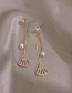 Fashion Gold Color Diamond Fan-shaped Pearl Stud Earrings