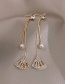 Fashion Gold Color Diamond Fan-shaped Pearl Stud Earrings