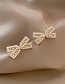Fashion Gold Color Pearl Zircon Bow Stud Earrings