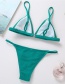 Fashion Green Knitted Triangle Split Swimsuit