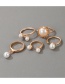 Fashion Gold Color 5-piece Pearl Open Ring Set