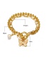 Fashion Gold Color Butterfly Double Layer Round Bead Chain Bracelet